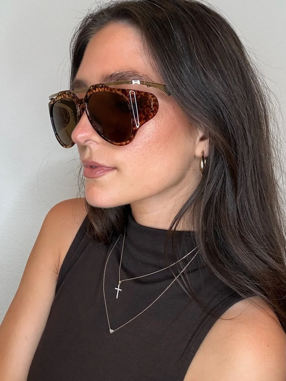 Saint Laurent Tortoiseshell Aviator Sunglasses
